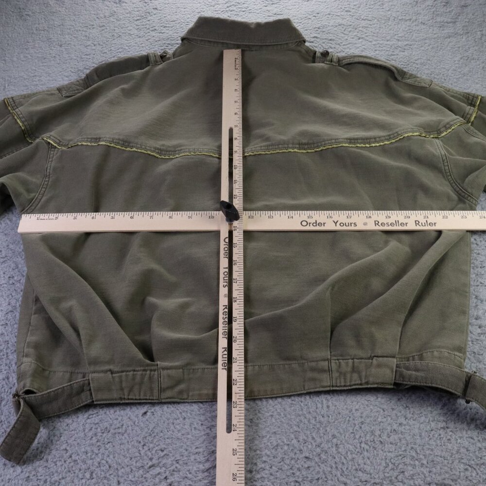 Free People Military Jacket Women Small Green Slouchy Canvas Full Button Utility - Picture 8 of 10